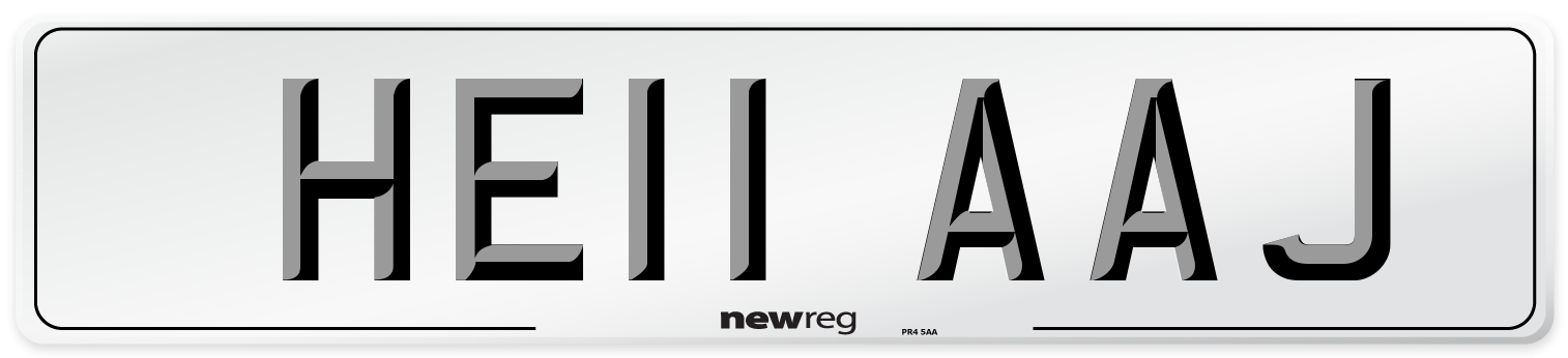 HE11 AAJ Number Plate from New Reg